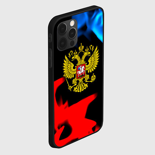 Чехол iPhone 12 Pro Max Россия герб огненый стиль / 3D-Черный – фото 2