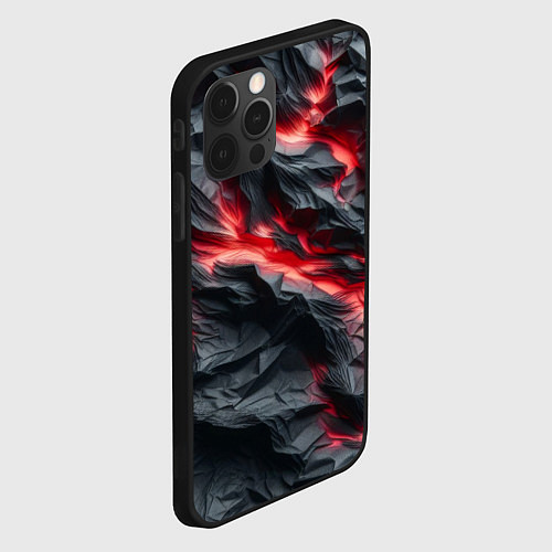 Чехол iPhone 12 Pro Max Раскаленная лава на горных камнях / 3D-Черный – фото 2