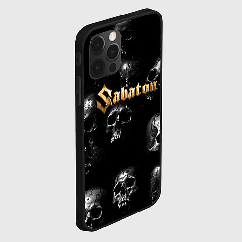 Чехол iPhone 12 Pro Max Sabaton - logo rock group / 3D-Черный – фото 2