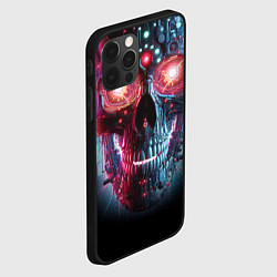 Чехол для iPhone 12 Pro Max Неоновый кибер череп - нейросеть, цвет: 3D-черный — фото 2