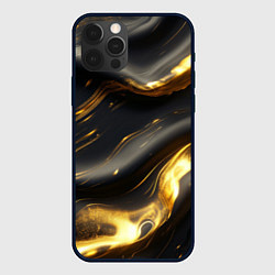 Чехол для iPhone 12 Pro Max Черно-золотая волнистая текстура, цвет: 3D-черный