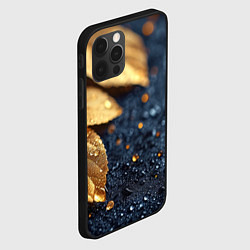 Чехол для iPhone 12 Pro Max Золотые листья на темном фоне, цвет: 3D-черный — фото 2