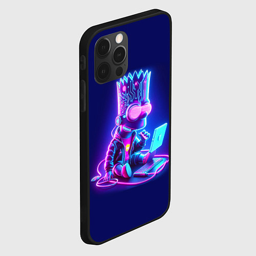 Чехол iPhone 12 Pro Max Барт Симпсон сидит в лэптопе - нейросеть / 3D-Черный – фото 2