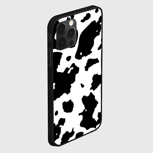 Чехол iPhone 12 Pro Max Черно белый коровий узор / 3D-Черный – фото 2