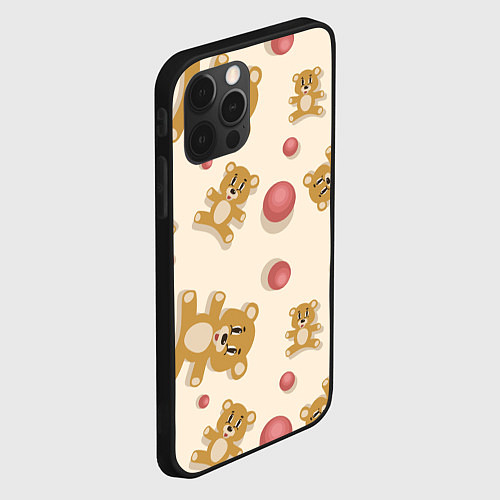 Чехол iPhone 12 Pro Max Узор с мишками и мячиками / 3D-Черный – фото 2