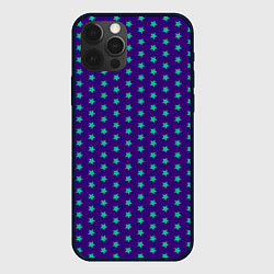 Чехол для iPhone 12 Pro Max Зеленые звезды паттерн, цвет: 3D-черный