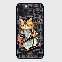 Чехол для iPhone 12 Pro Max Котенок самурай на скейтборде, цвет: 3D-черный