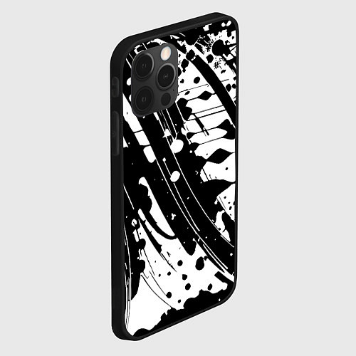 Чехол iPhone 12 Pro Max Чёрно белая абстракция - кляксы / 3D-Черный – фото 2