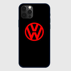 Чехол для iPhone 12 Pro Max Volkswagen red logo, цвет: 3D-черный