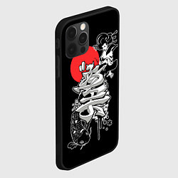 Чехол для iPhone 12 Pro Max Японская гейша и карп кои, цвет: 3D-черный — фото 2