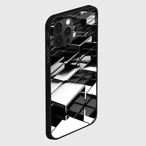 Чехол iPhone 12 Pro Max Хромированная абстракция / 3D-Черный – фото 2