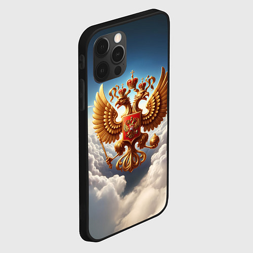 Чехол iPhone 12 Pro Max Герб России в облаках / 3D-Черный – фото 2