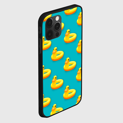 Чехол iPhone 12 Pro Max Надувные утки паттерн / 3D-Черный – фото 2