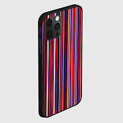 Чехол для iPhone 12 Pro Max Красно-фиолетовый яркие полосы, цвет: 3D-черный — фото 2