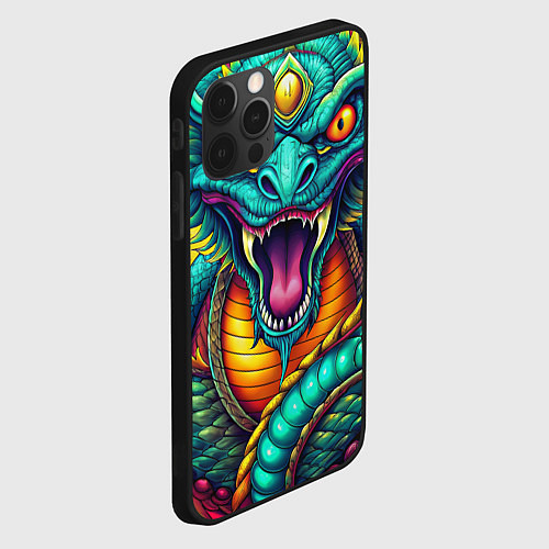 Чехол iPhone 12 Pro Max Мифическая змея / 3D-Черный – фото 2