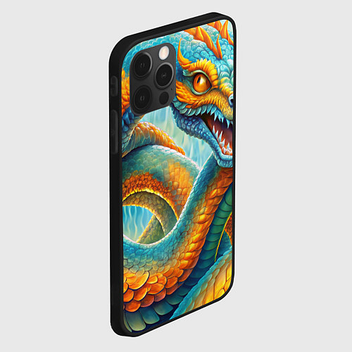 Чехол iPhone 12 Pro Max Большая мифологическая змея / 3D-Черный – фото 2
