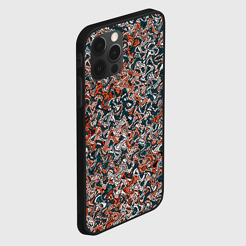 Чехол iPhone 12 Pro Max Тёмный сине-оранжевый абстрактная текстура / 3D-Черный – фото 2