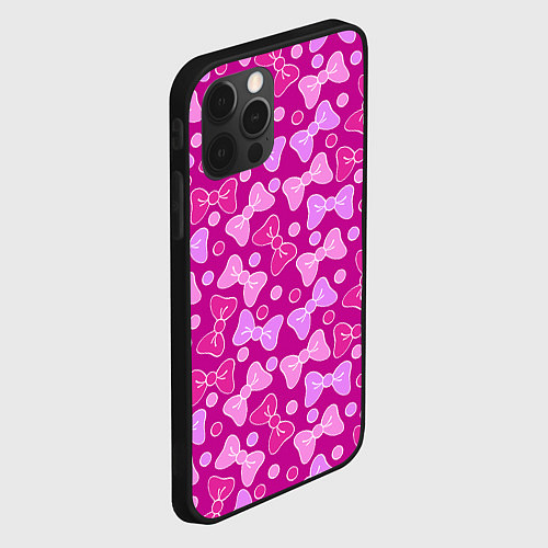 Чехол iPhone 12 Pro Max Розовые бантики / 3D-Черный – фото 2