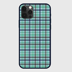 Чехол для iPhone 12 Pro Max Сине-зеленый паттерн в клетку, цвет: 3D-черный
