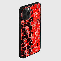 Чехол для iPhone 12 Pro Max Техно-киберпанк шестиугольники красный и чёрный с, цвет: 3D-черный — фото 2
