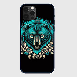 Чехол для iPhone 12 Pro Max Голова медведя в славянском стиле, цвет: 3D-черный