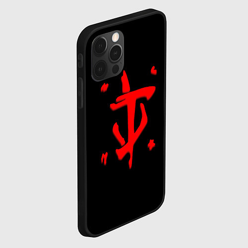 Чехол iPhone 12 Pro Max Doom logo red / 3D-Черный – фото 2