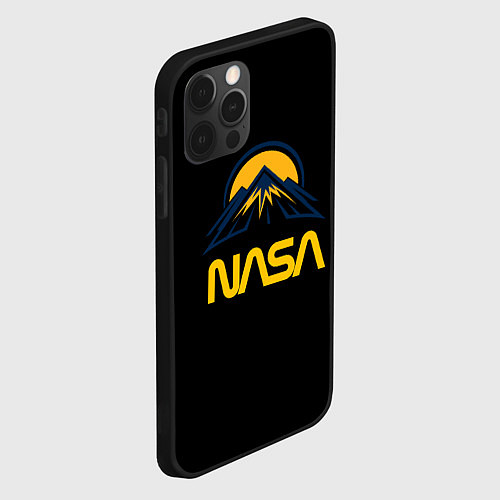 Чехол iPhone 12 Pro Max Nasa горы лого / 3D-Черный – фото 2