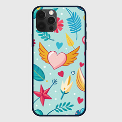 Чехол для iPhone 12 Pro Max Сердечко с крылышками, цвет: 3D-черный