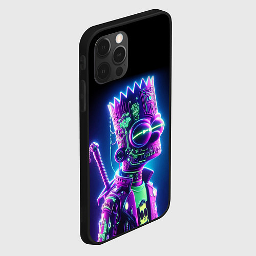 Чехол iPhone 12 Pro Max Bart Simpson cyber ninja - neon glow / 3D-Черный – фото 2