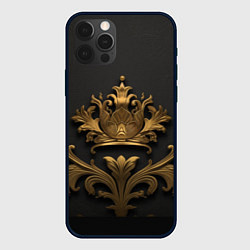 Чехол для iPhone 12 Pro Max Объемная золотая корона с узорами, цвет: 3D-черный