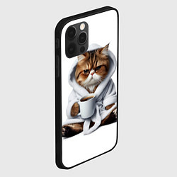 Чехол для iPhone 12 Pro Max Котик в халате и кофе, цвет: 3D-черный — фото 2