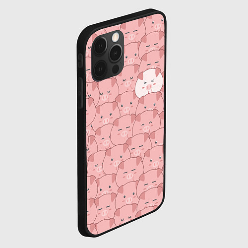 Чехол iPhone 12 Pro Max Свинки паттерн / 3D-Черный – фото 2