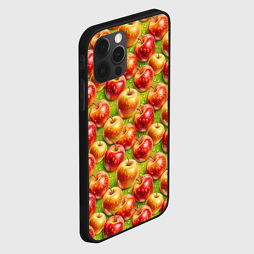 Чехол iPhone 12 Pro Max Вкусные яблоки паттерн / 3D-Черный – фото 2