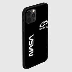 Чехол для iPhone 12 Pro Max Nasa space logo white, цвет: 3D-черный — фото 2