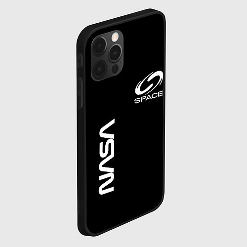 Чехол iPhone 12 Pro Max Nasa space logo white / 3D-Черный – фото 2