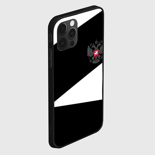 Чехол iPhone 12 Pro Max Герб РФ геометрия текстура / 3D-Черный – фото 2