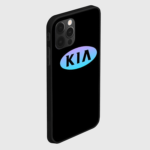 Чехол iPhone 12 Pro Max KIA logo neon / 3D-Черный – фото 2