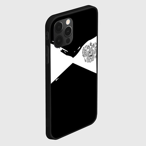 Чехол iPhone 12 Pro Max Герб рф абстрактные краски / 3D-Черный – фото 2