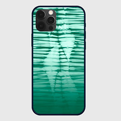 Чехол для iPhone 12 Pro Max Tie-dye green stripes, цвет: 3D-черный