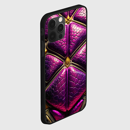 Чехол iPhone 12 Pro Max Текстурная кожа в космическом стиле костюма жука / 3D-Черный – фото 2