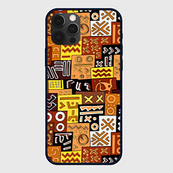 Чехол для iPhone 12 Pro Max Африканские этнический коллаж, цвет: 3D-черный