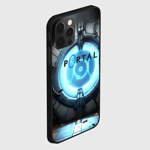 Чехол iPhone 12 Pro Max Portal logo game / 3D-Черный – фото 2