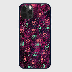 Чехол для iPhone 12 Pro Max Тёмный пурпурный текстурированный кубики, цвет: 3D-черный