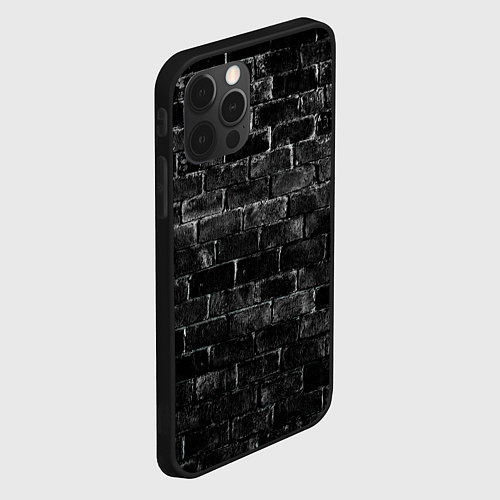 Чехол iPhone 12 Pro Max Текстура темного кирпича / 3D-Черный – фото 2