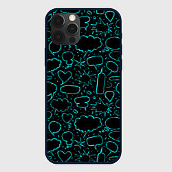 Чехол для iPhone 12 Pro Max Речевые неоновые пузыри, цвет: 3D-черный