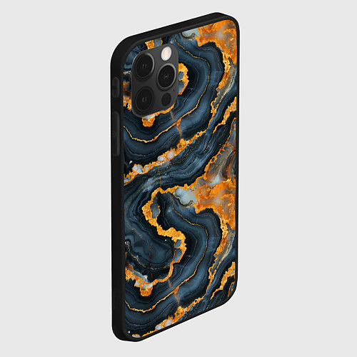 Чехол iPhone 12 Pro Max Золотистый мрамор / 3D-Черный – фото 2