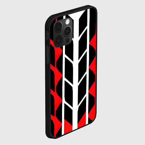 Чехол iPhone 12 Pro Max White and red lines on a black background / 3D-Черный – фото 2
