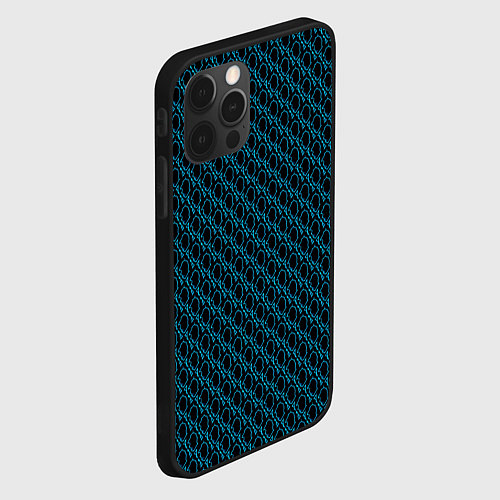 Чехол iPhone 12 Pro Max Чёрно-синий паттерн узор / 3D-Черный – фото 2