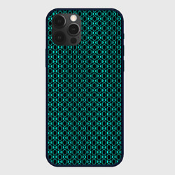 Чехол для iPhone 12 Pro Max Чёрно-бирюзовый узорчатый паттерн, цвет: 3D-черный