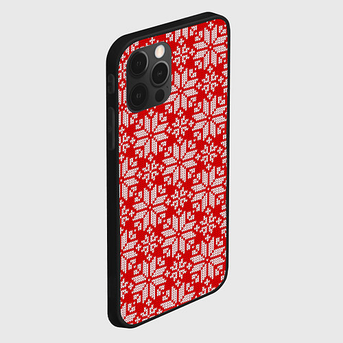 Чехол iPhone 12 Pro Max Цветной вязаный орнамент / 3D-Черный – фото 2